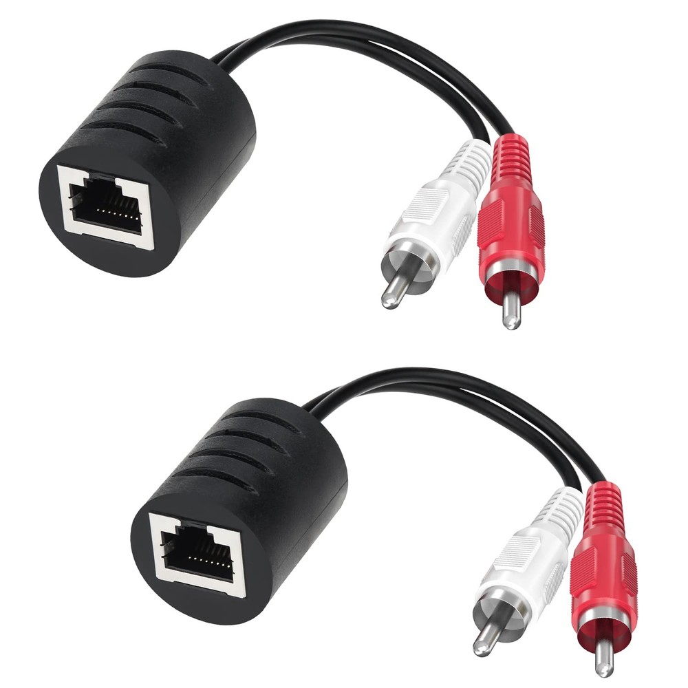 Audio Balun, 2 Pack Stereo RCA to Extender Over Red,White