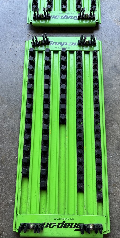 (2) Snap-On Tools 20” Combination Drive Lock-A-Socket Tray Green