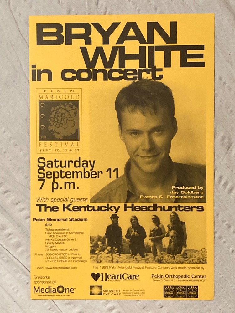 Bryan White 1999 Tour Poster Kentucky Headhunters Pekin Illinois Country Music