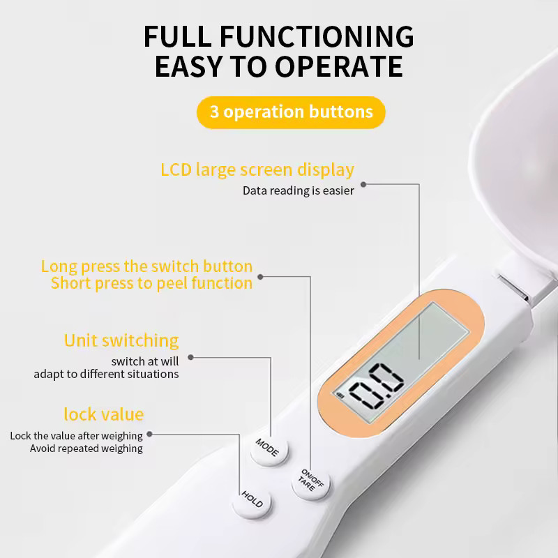 2PCS Digital Spoon Scale 0.1-500g LCD Kitchen Measuring Spoon Black