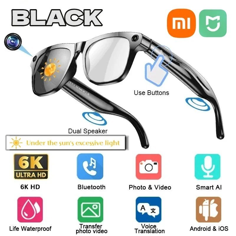 Xiaomi 6K HD AI Smart Glasses Photochromic Multifunction Call Voice Assistant