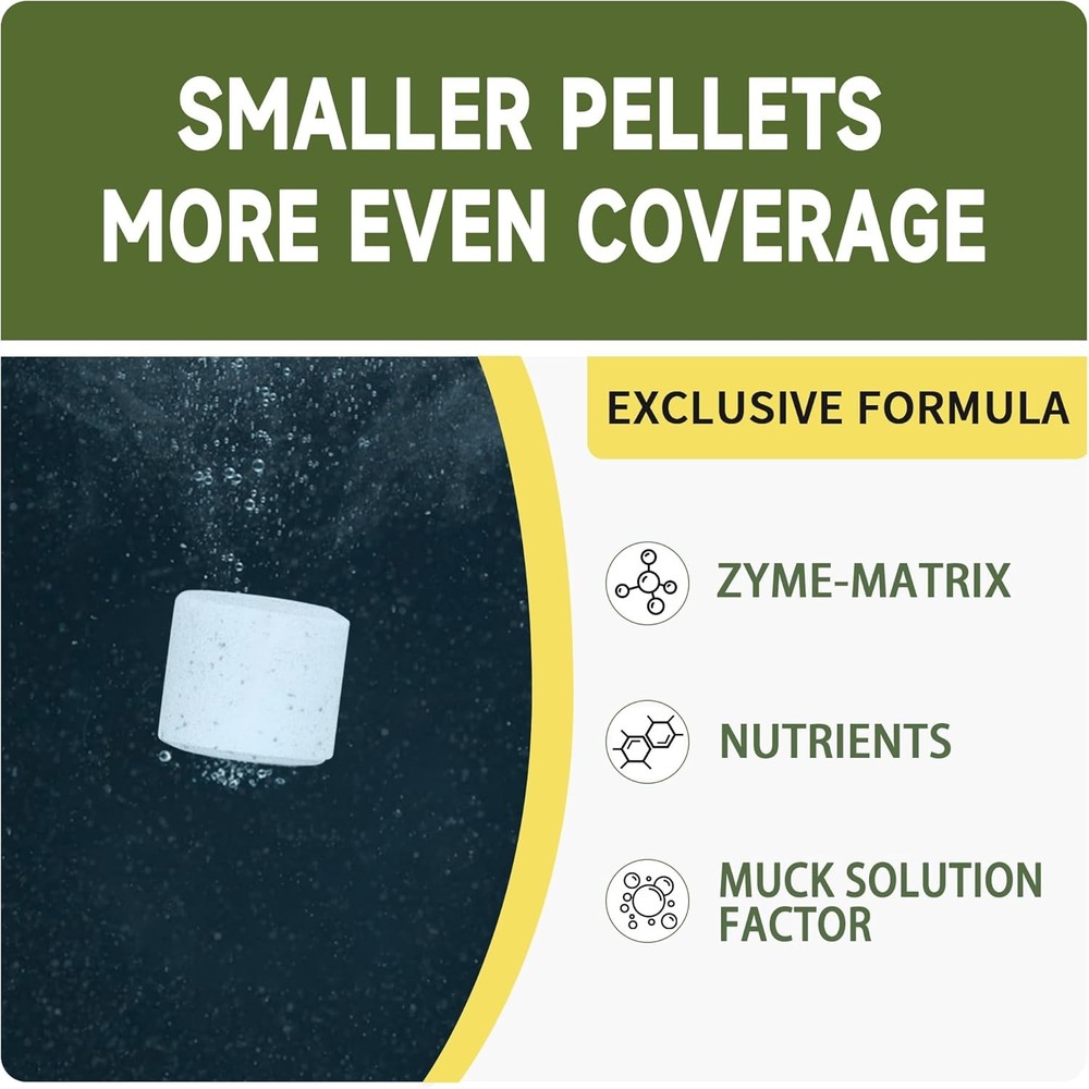 Muck Reducer - 5LB Natural Sludge Solution Tablets for Ponds & Lakes, Away Muck