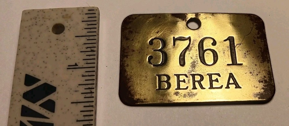 Bicycle License Plate Tag Berea Vintage Solid Brass #3761
