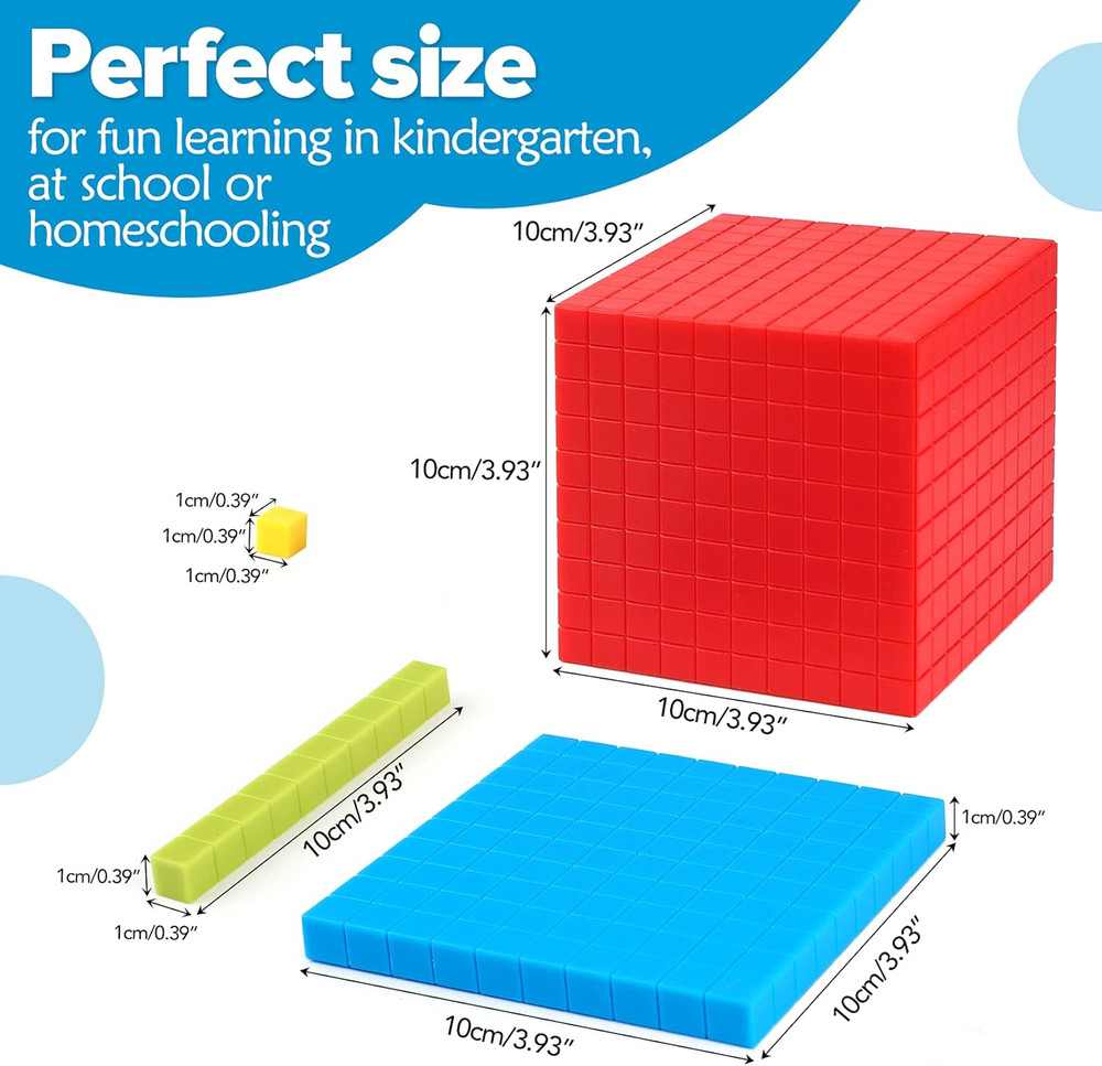 Torlam 131 PCS Base Ten Blocks for Math - Place Value Blocks, Plastic Base 10 Ma