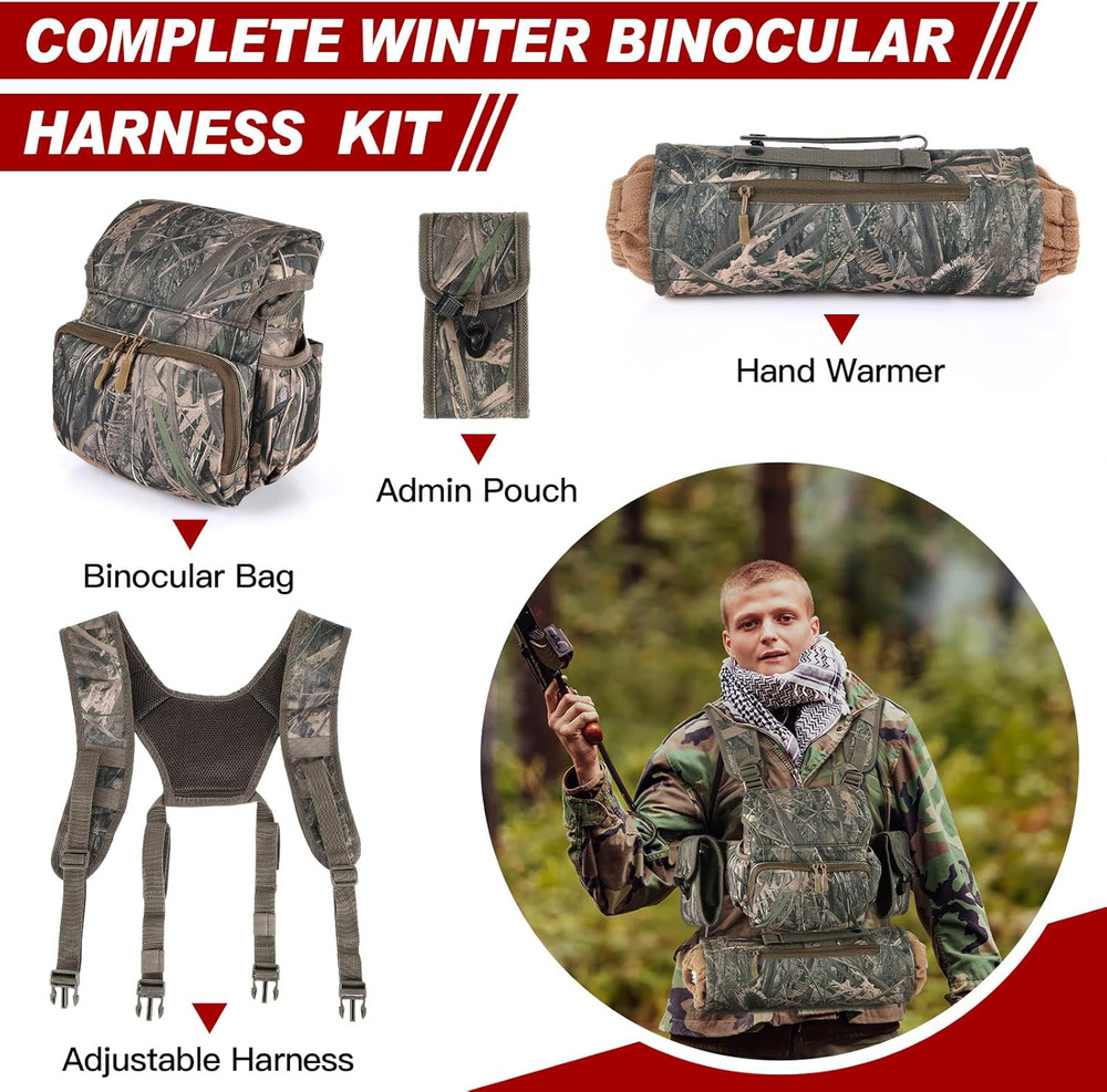Binoculars Harness Chest Pack with Rangefinder Pouch and Hand Warmer Pockets, Ad