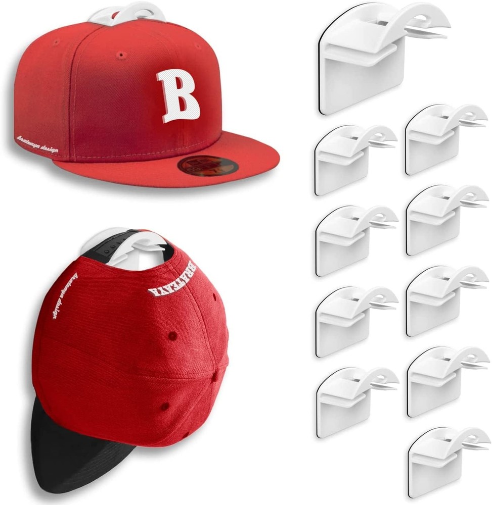 BRATEAYA Baseball Hat Holder for Wall (White-10)