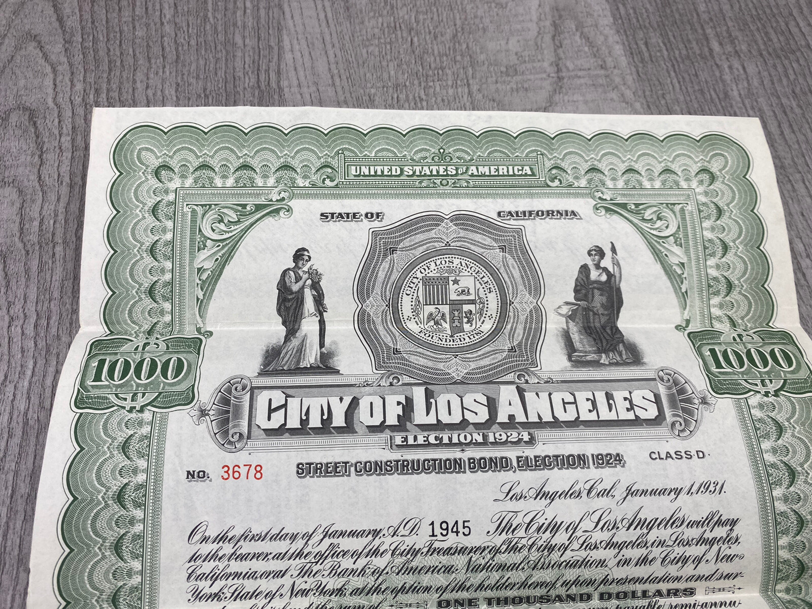 1924 California City of Los Angeles - Street Construction Bond Election 1924