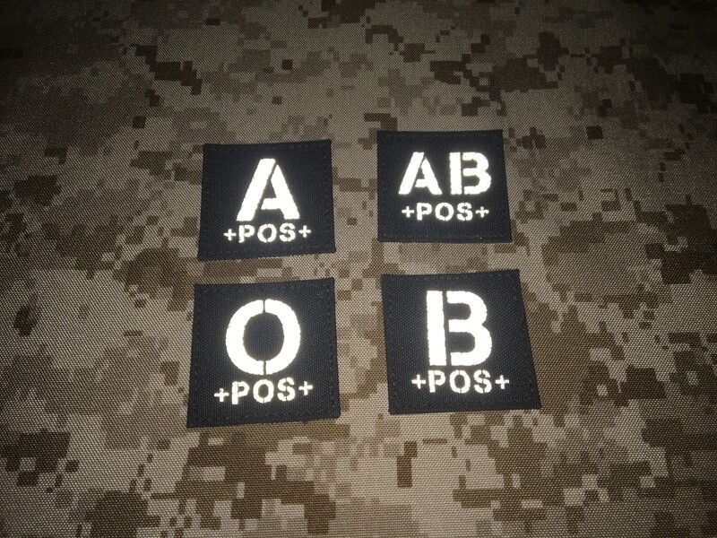 Warrior AB Pos Type Blood Reflective Patch (Black-White) WR-ABPOS-BW