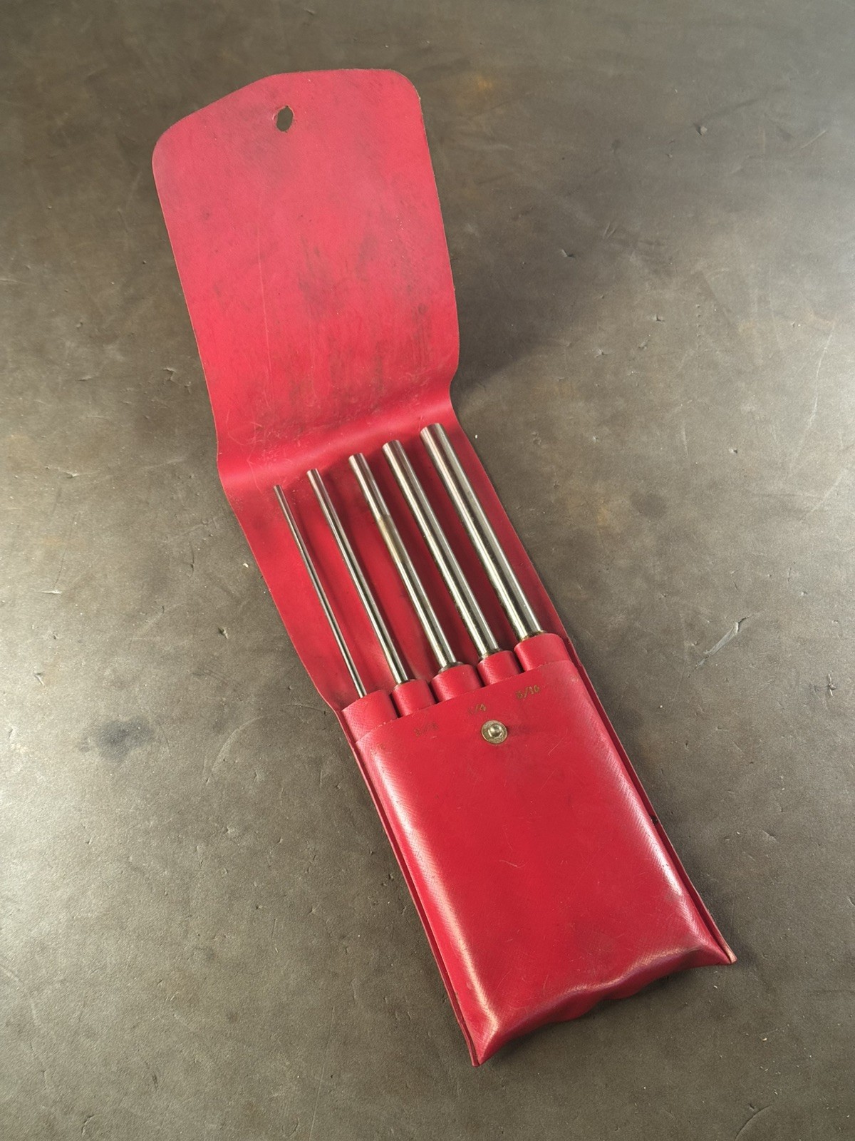 Vintage Lufkin 172 S Complete Original Punch Set  Pouch 5 pcs Set Machinist