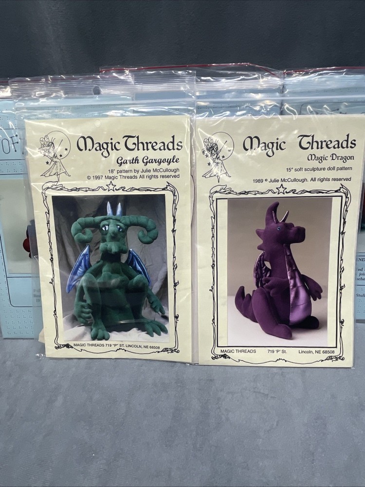 Dinosaur Dragons Lizards Lot Bundle Soft Stuff McCalls Magic Threads 80s Stencil