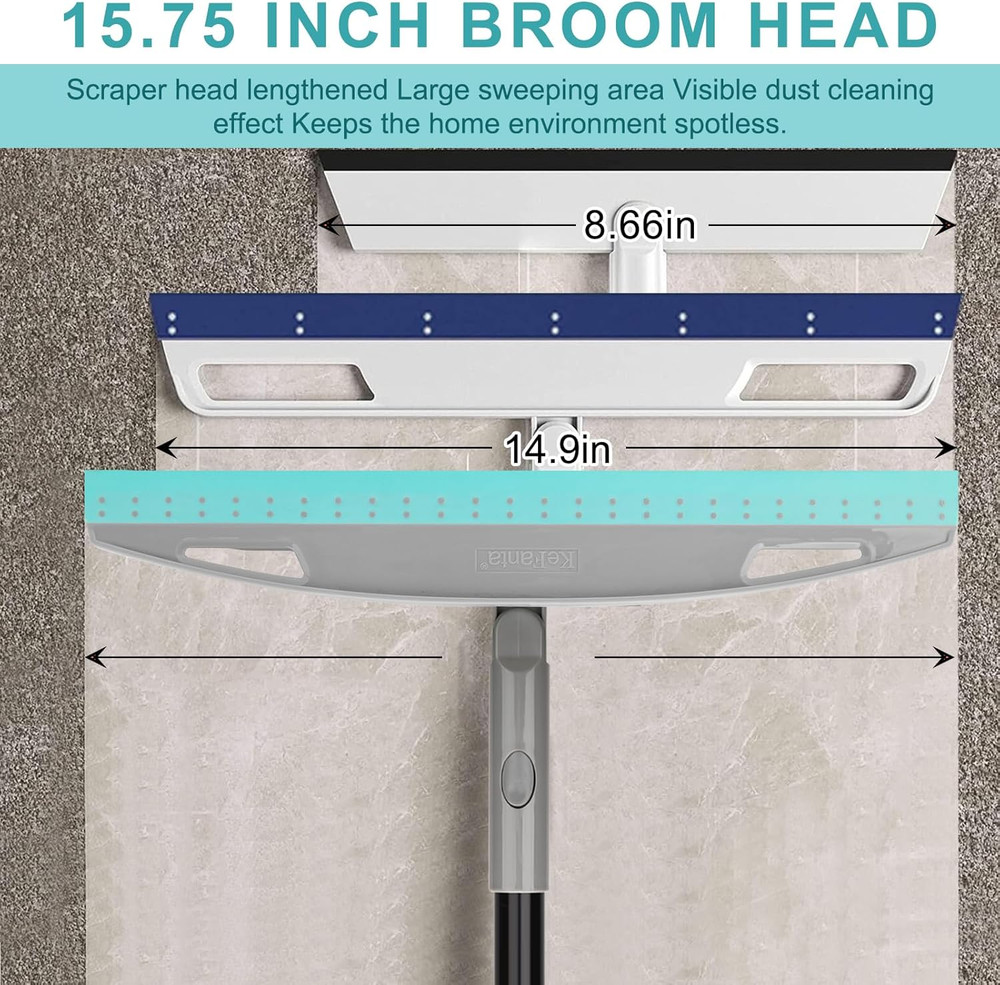 Multifunction Magic Broom, Silicone Floor Squeegee Broom with 59" Long Handle, S