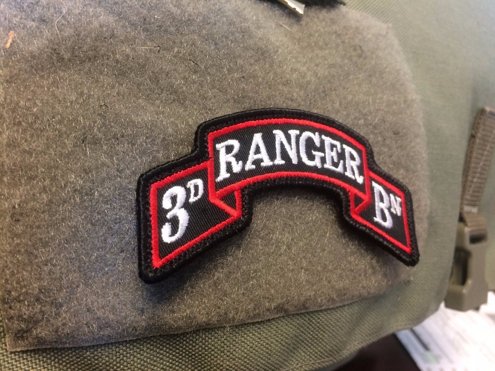 3rd Ranger Battalion Modern Scroll Hook & Loop Backed - 3 7/8" x 2" New Merrowed