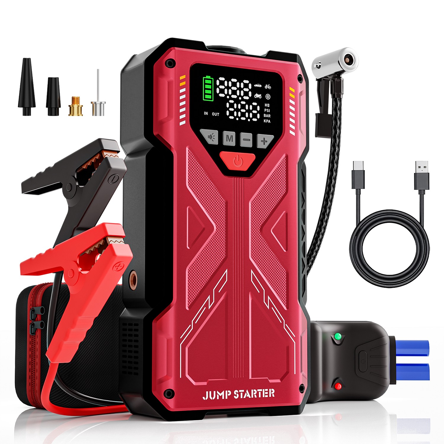 6000A Car Jump Starter with Air Compressor Combo Portable Jump Box Bank Battery