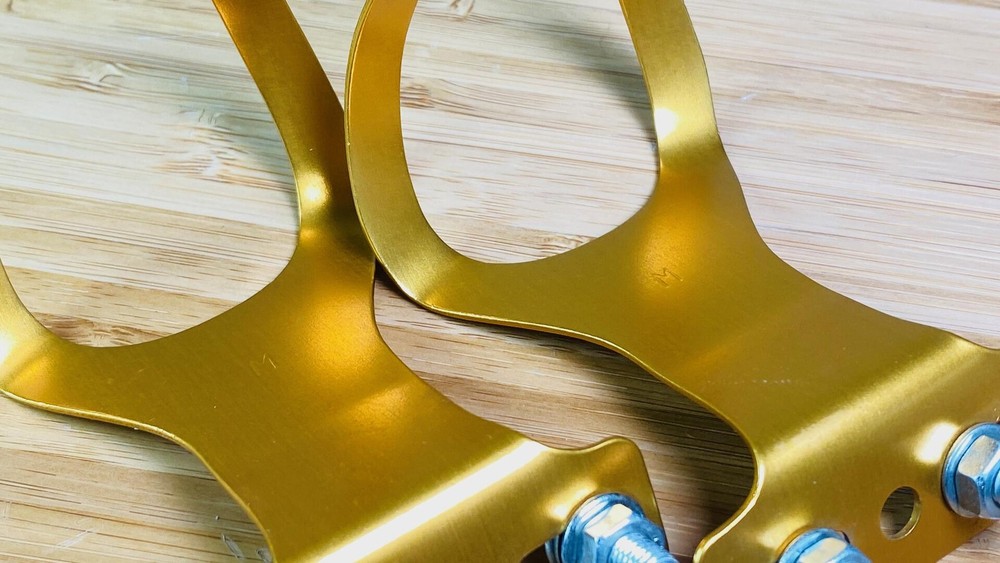 NOS ALE Alloy Single Strap Toe Clips - Gold Anodized - Size Medium