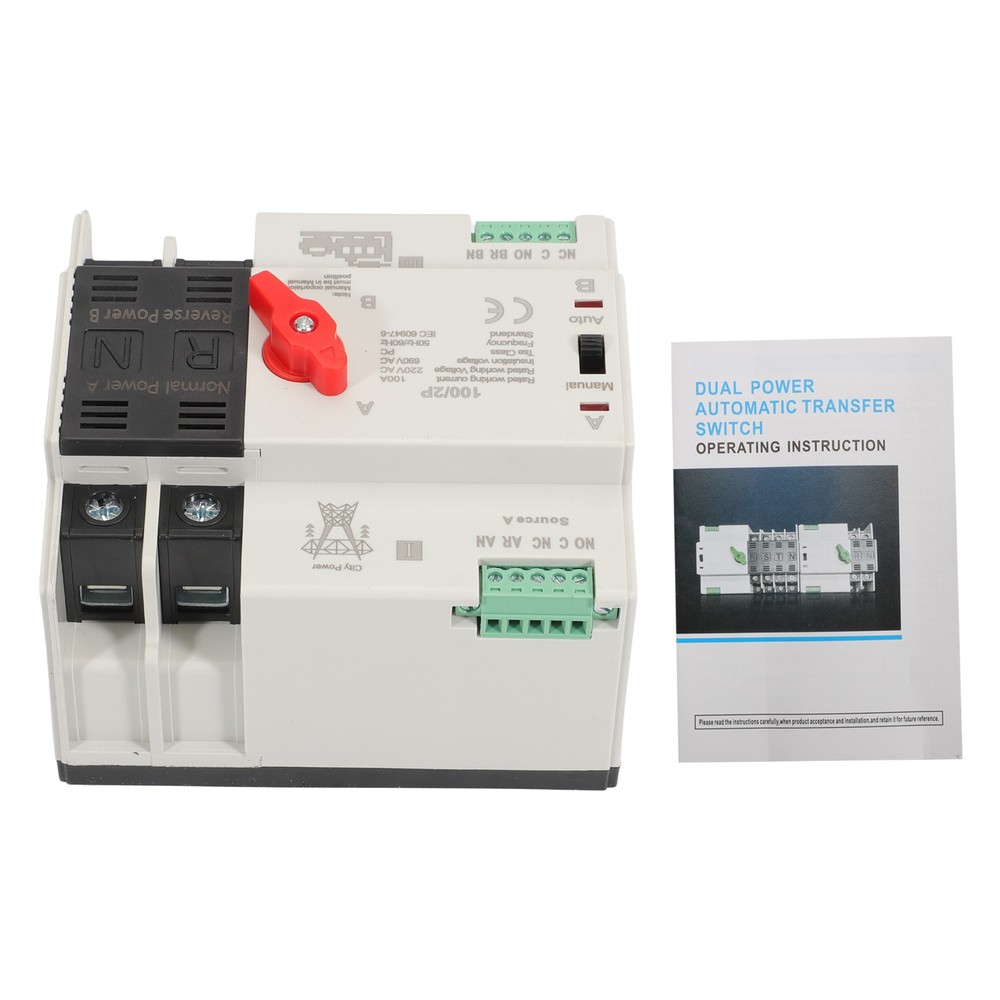 Dual Power Automatic Transfer Switch Grid to Alternator 2P 100A 220V 50/60Hz