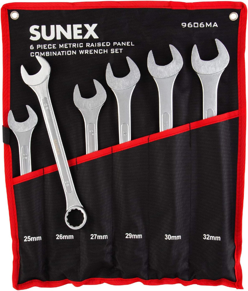 SUNEX TOOLS 9606MA 6 Piece Raised Panel Combination Wrench Set (Raised Panel) CR