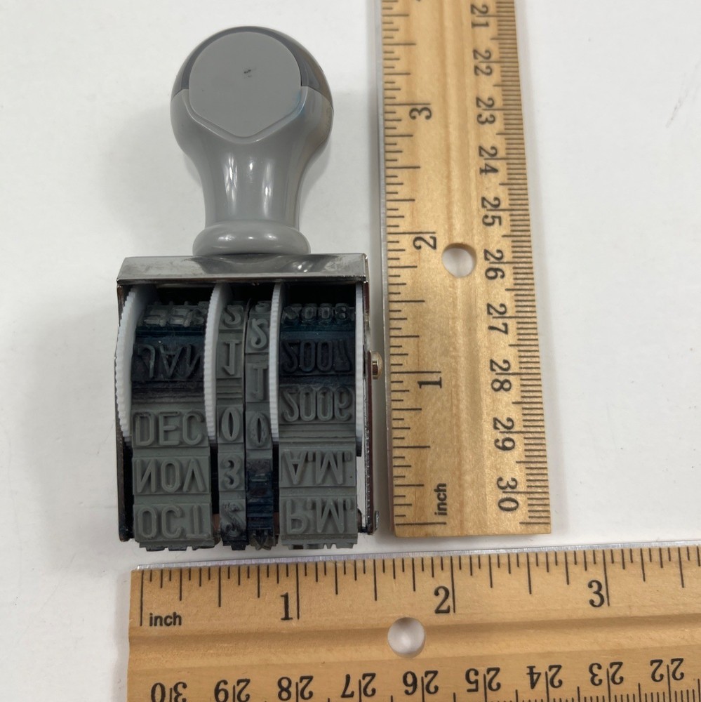 Staples Self-Inking Date Stamp Adjustable Year/Month/Day Gray Handle
