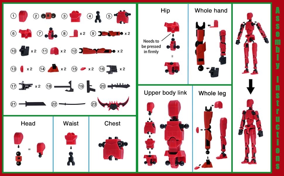 Rolling Art Action Figure Set, Model 13 5.7 inches, Red