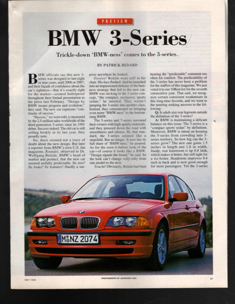 BMW 3-Series "Preview" : 1998 Print Article