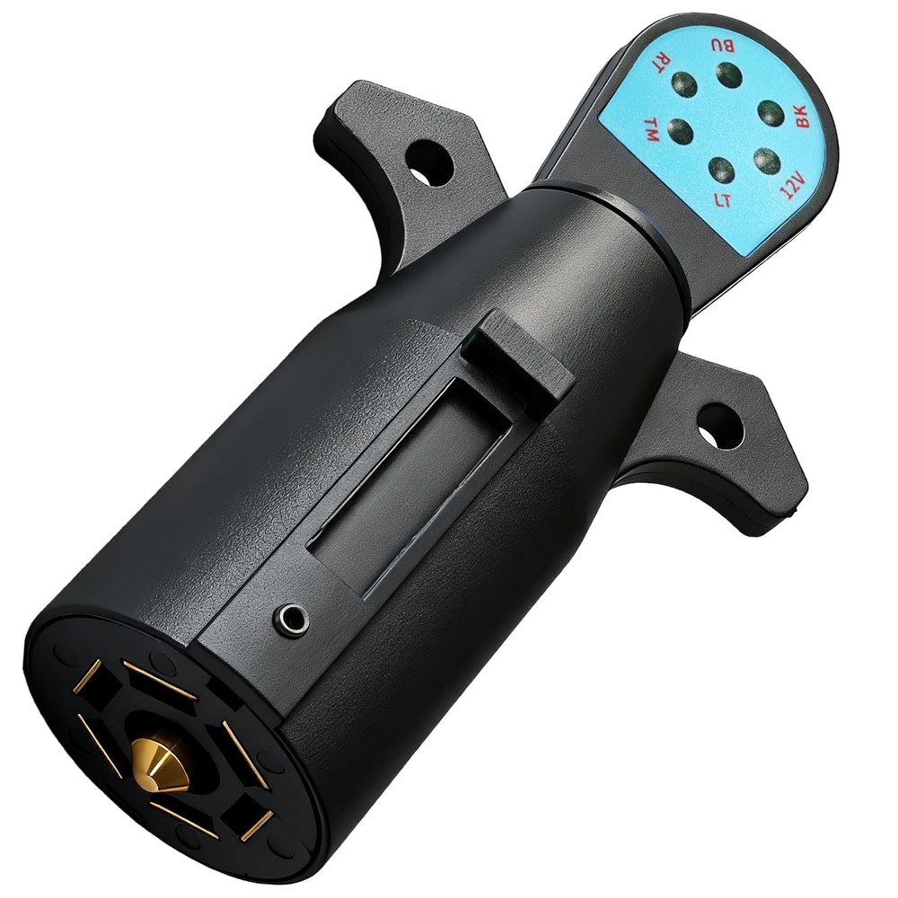 7 Pin Trailer Plug Tester with LED Lights RV Connector Socket