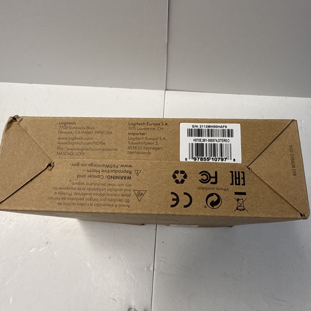 Brand New Logitech USB Headset H570e Stereo - Black