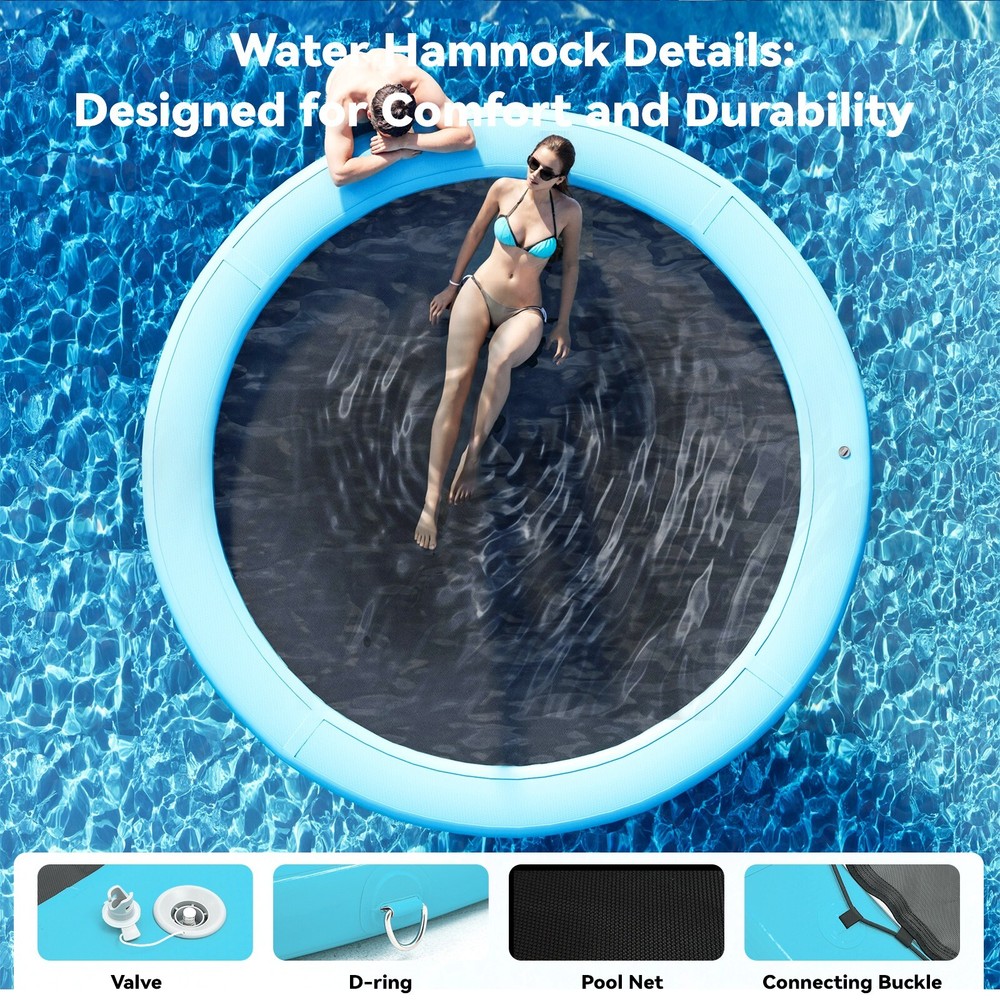 6FT Sunchill Heavy-Duty Float Ring, Inflatable Pool, Hammock for Lake Sky Blue