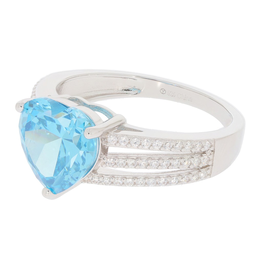 Sterling Silver Semi Mount Ring Setting Heart HT 10X10mm Topaz Split Shank