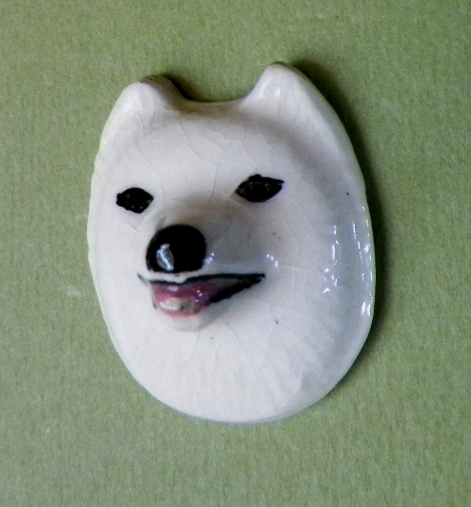 Bb Siberian Husky realistic CERAMIC BUTTON medium