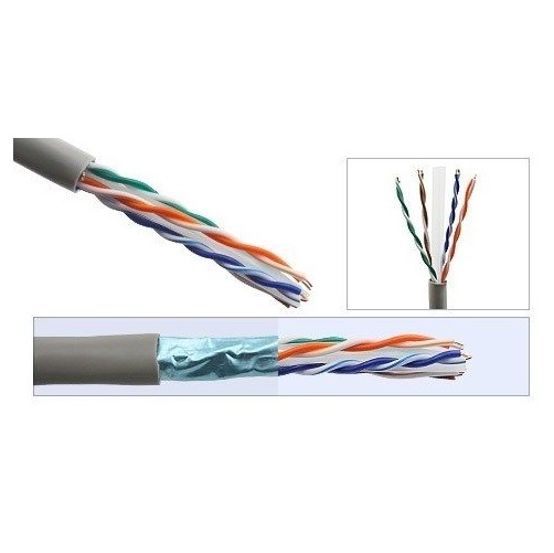 1000' Ft CAT6 23 AWG Shielded STP Ethernet Network Cable Grey Solid Twisted Pair