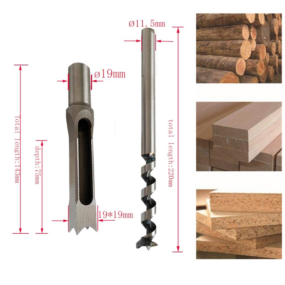 Woodworking Mortising Chisel 3/4 inch Square Hole Power Tool Bit, Sharp and D...