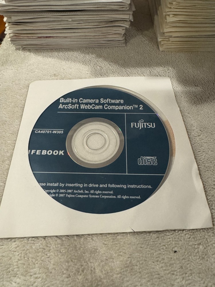 Fujitsu Lifebook Built-In Camera Software ArcSoft WebCam Companion 2 - CD ONLY!!