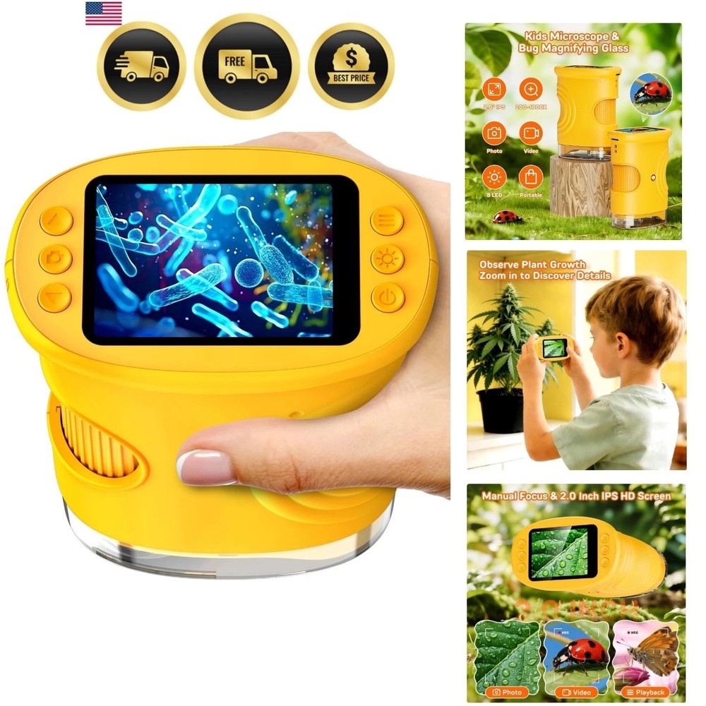 1000X Digital Handheld Microscope for Kids with 2.0" IPS Screen, Easter Gifts...