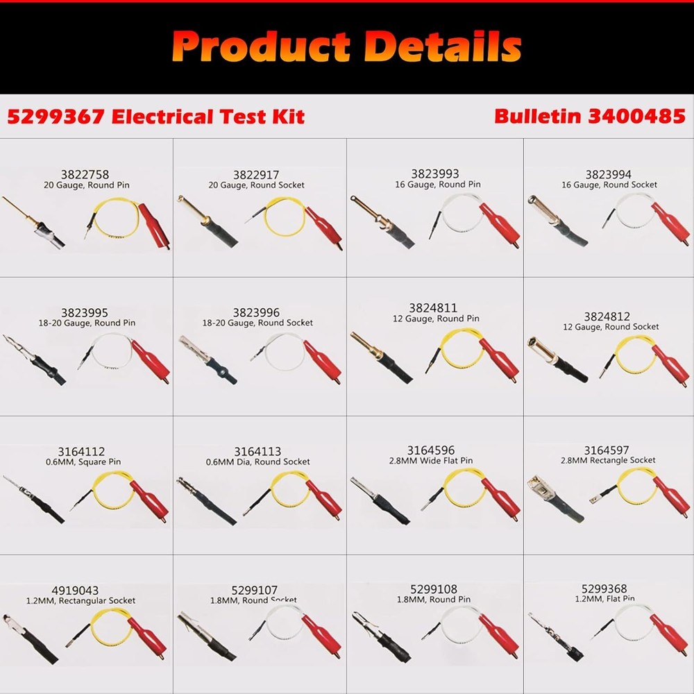 5299367 Electrical Test Lead Kit Electrical Terminal Kit for Cummins 16Pcs