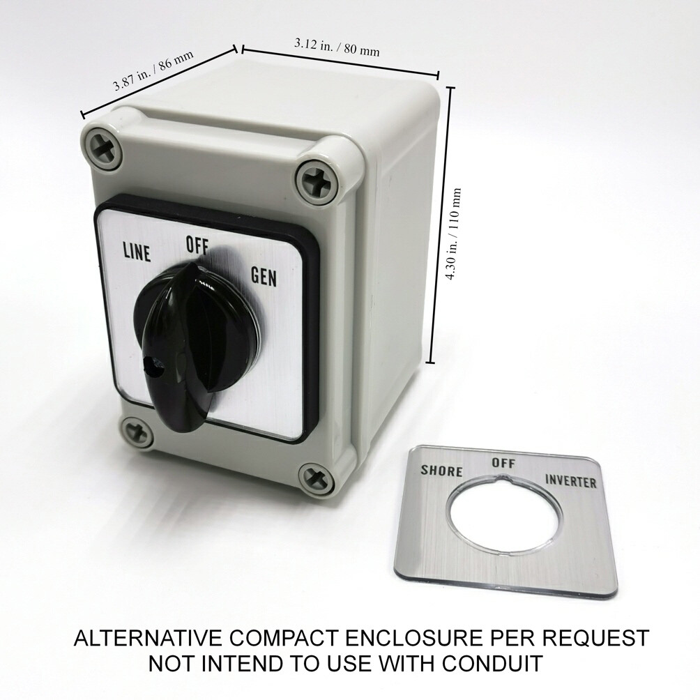 40A Manual Transfer Switch Line-Off-Gen for (2)115V or (1)230V Device, UL Listed