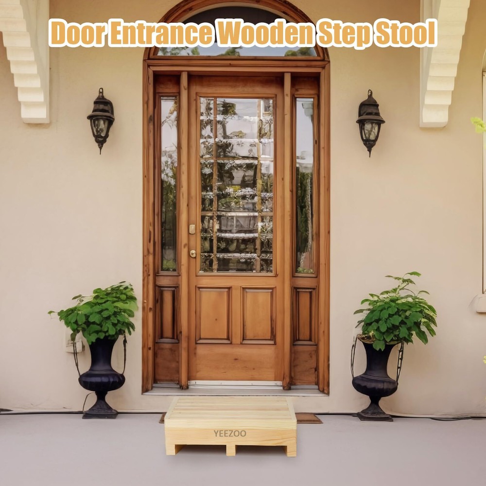 Wooden One Step Stool Solid Pine Wood Step Riser With Nonslip Pads Wood Step Sto