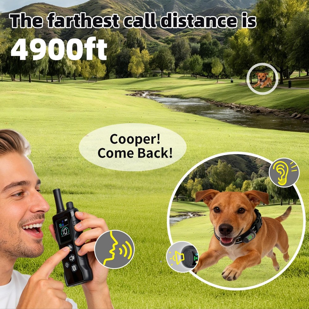 Dog Training Collar -4900Ft Dog Training Collar with Remote,IP67 Waterproof E...