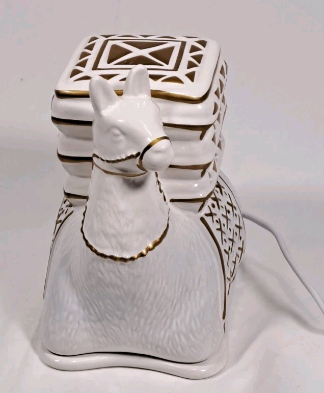 Camel With Howdah White Ceramic Figurine Vintage Night Light Working Condition