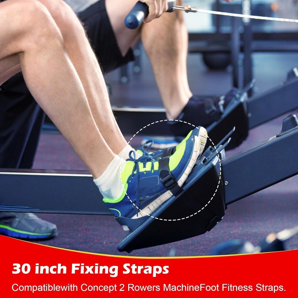 Comfort Fit Rowing Machine Foot Straps for Concept 2 Models D & E - Easy Install