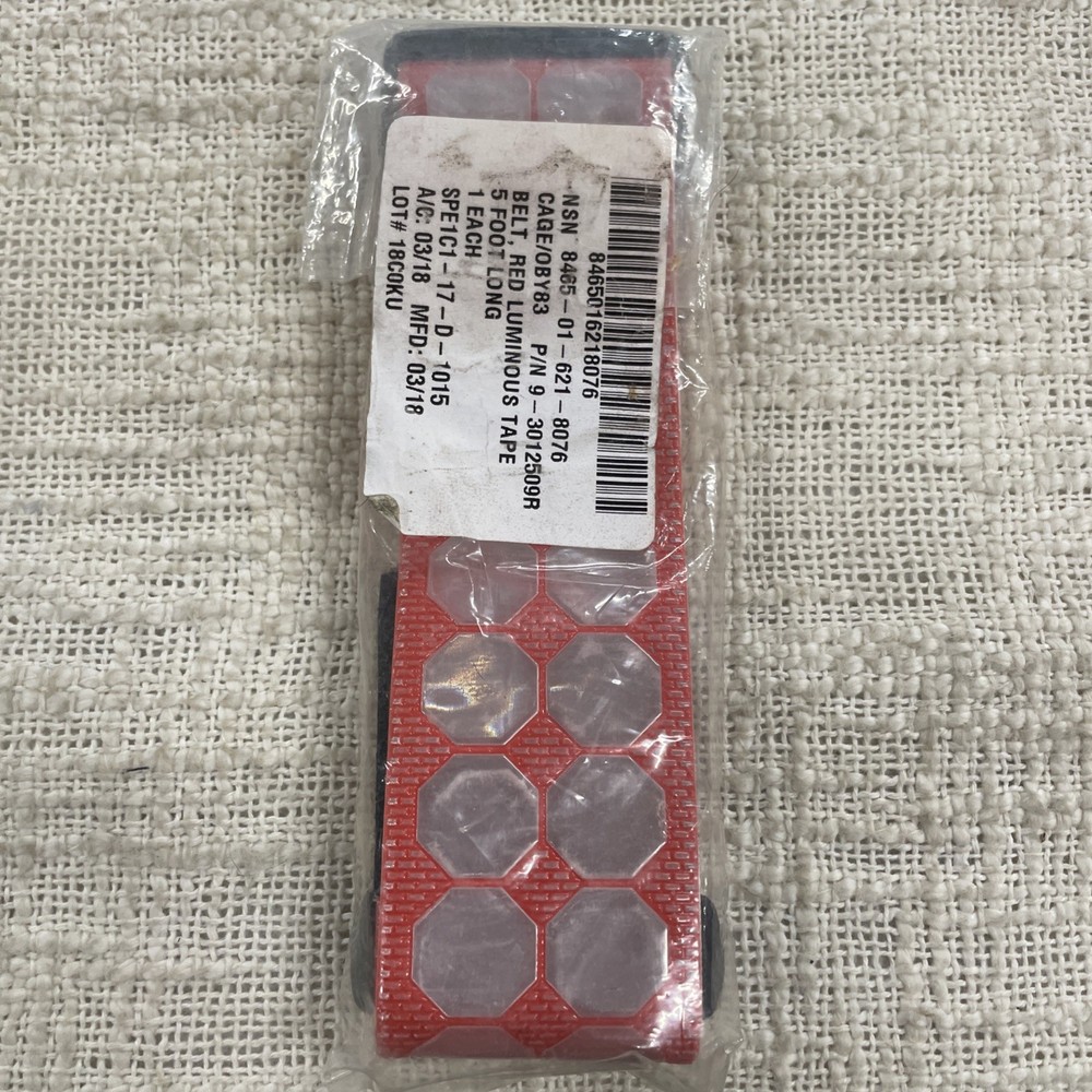 Cyalume Cyflect PT Hook & Loop Swatch 1 Patch 5.5' x 2" Red Belt