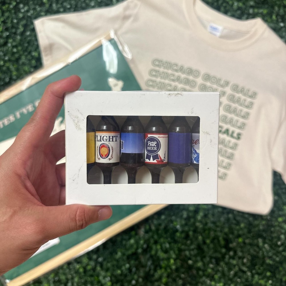 Golf Bundle! Cream Size Med Golf Tee, Beer Tee's and US Golf Scratch Off Map