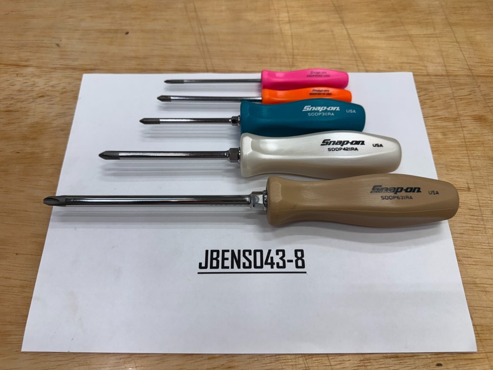 Snap-on Tools NEW 5pc MULTI-COLOR Hard Handle PHILLIPS Screwdriver Set SDDP50MC