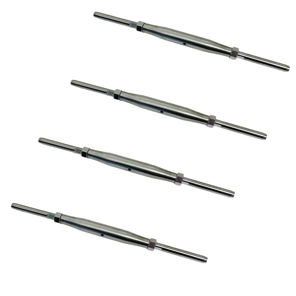 1/4" Thread Swage Stud & Stud Pipe Turnbuckle 1/8" Cable Stainless Steel 4 Pcs