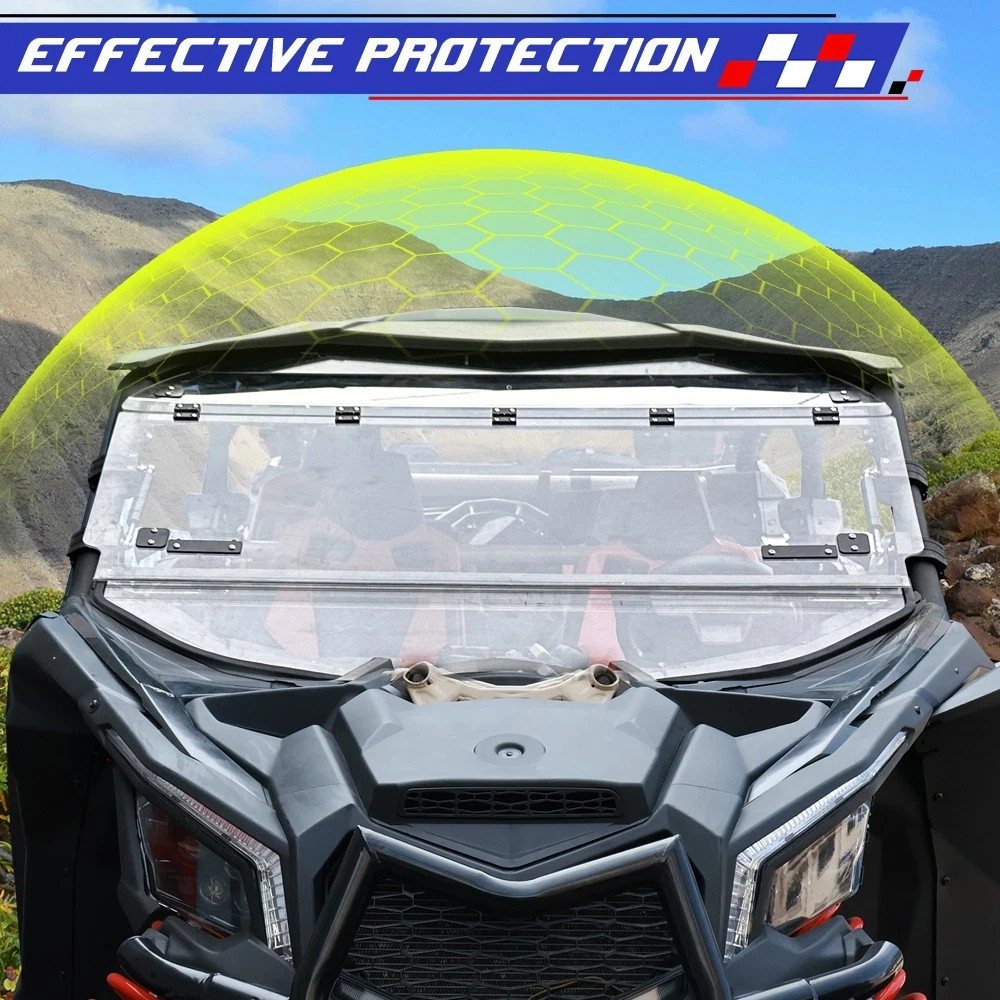 3-IN-1 Front Flip Clear Windshield for Can-Am Maverick X3 & X3 Max