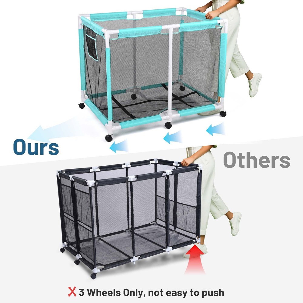 AplusChoice 214 Gallon Pool Float Storage Bin 6 Wheels Rolling Cart Closeout