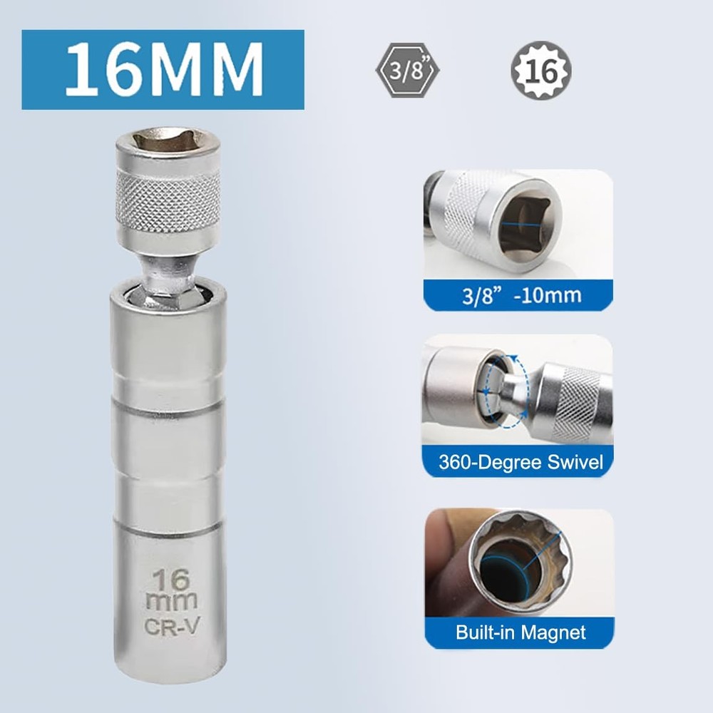 5/8Inch（16mm） Thin Wall Spark Plug Socket,12 Points 3/8" Drive Spark Plug Soc...