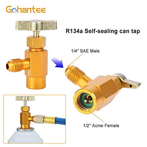 R134a Recharge Hose Kit with Gauge, 59'' AC Refrigerant Recharging Hose