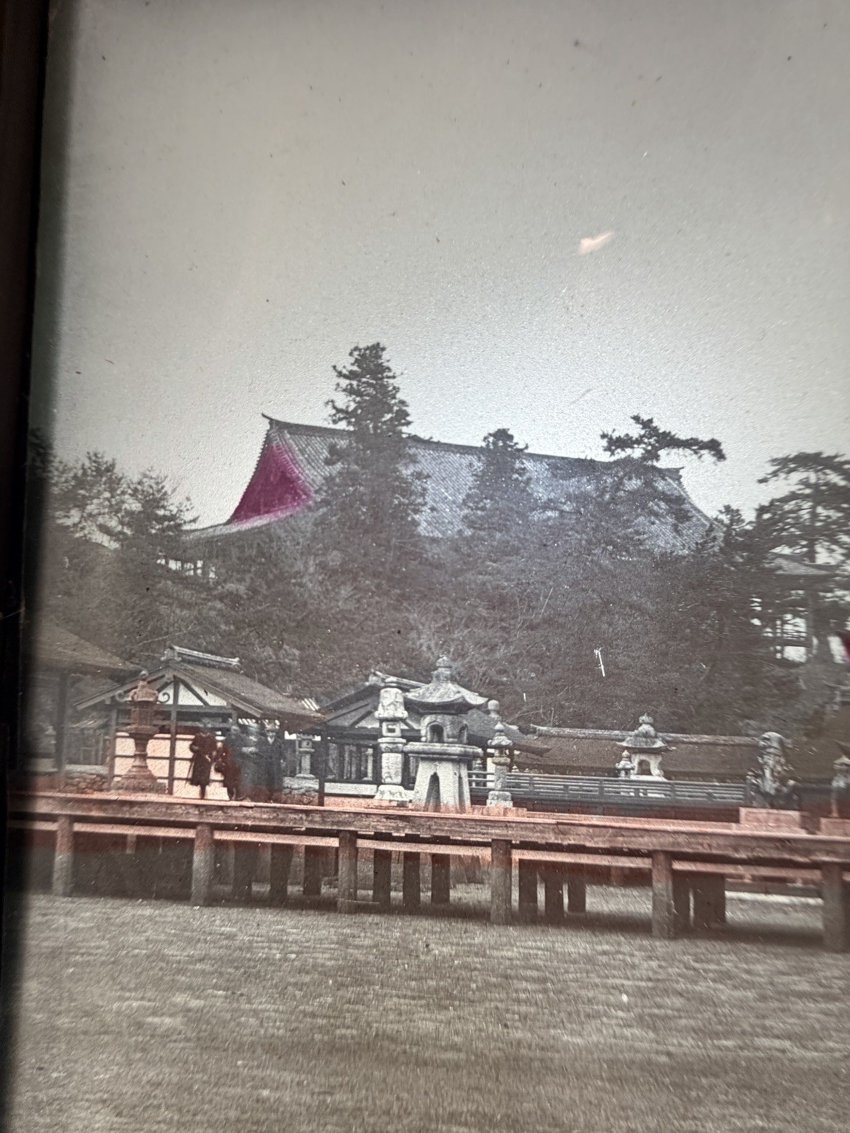 unique hold to the light Tinted Japanese Temple Lantern glass panel slide photo