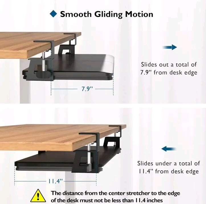 BONTEC Small Keyboard Tray Under Desk, Pull Out Keyboard & Mouse Tray