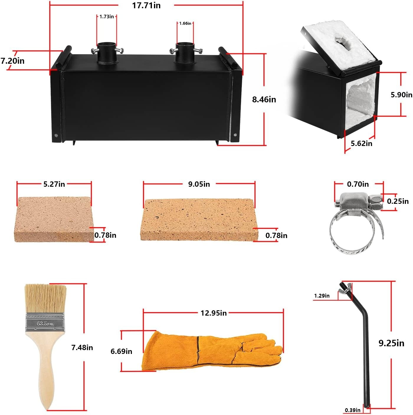 Gas Propane Forge Furnace with Dual Burners 2-Door Blacksmith Knife Tool Farrier