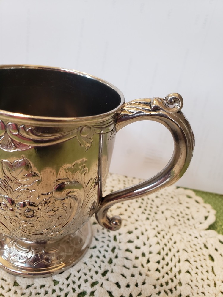 Corbell And Co. Repousse Silverplate Cup Detailed Very Heavy Excellent Condition